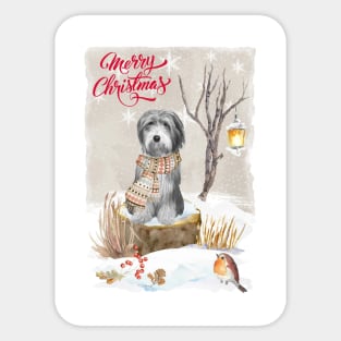 Bearded Collie Merry Christmas Santa Dog Sticker